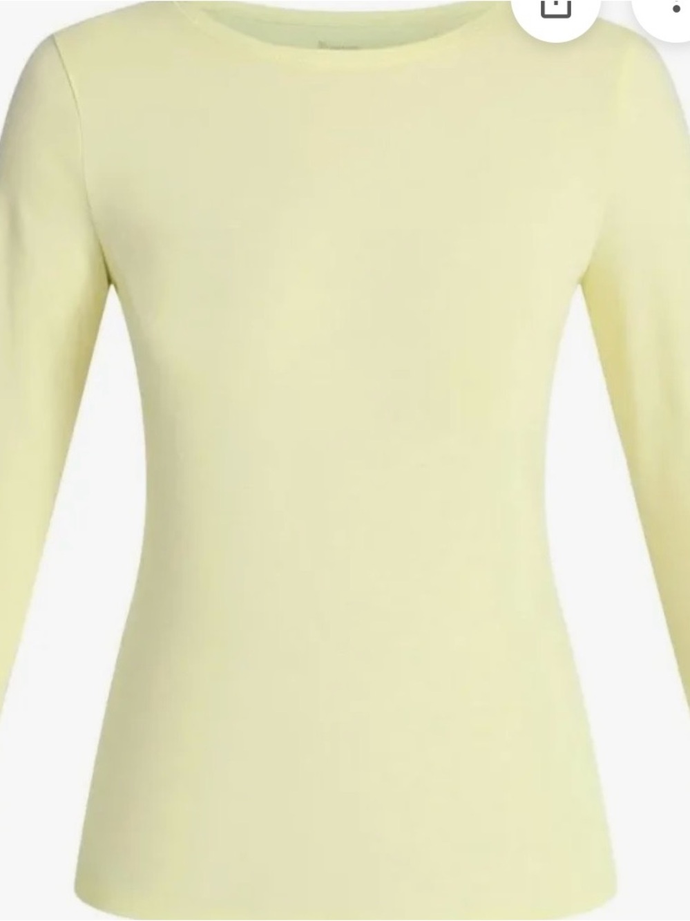 NWT no boundaried Women's Long-Sleeve Crew Neck tee in Pale Yellow XL